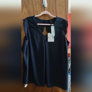 Hawthorne sleevless blouse, navy blue, size 2X